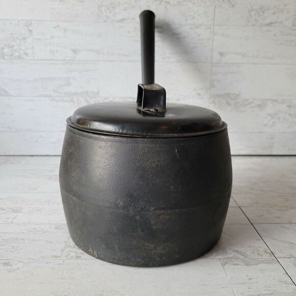 Antique Swain Cast Iron Pot Sauce Pan with Lid 3qt No 6 Long Handle Romany Gypsy - Picture 5 of 12
